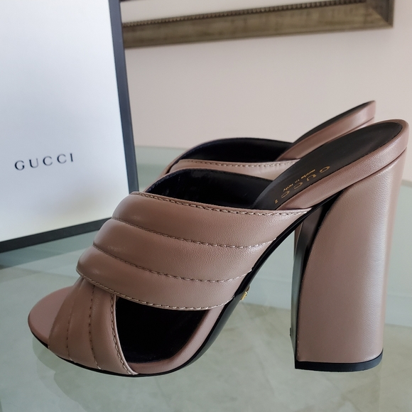 Gucci Webby High Heel Crossover Sandals Nude 9 - Picture 5 of 8